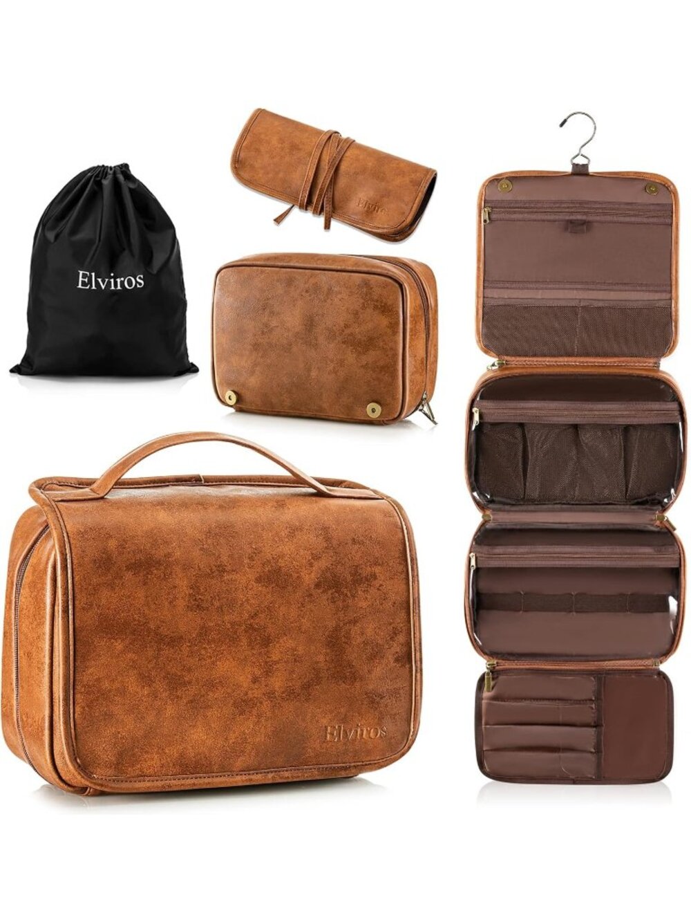 New 3-in-1 Toiletry Bag for Men & Women, Water-Resistant PU Leather Organizer